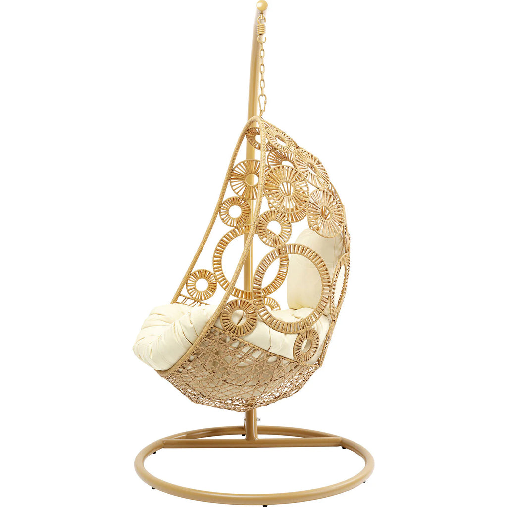 Virasat Single Seater Hanging Swing With Stand For Balcony, Garden (Khaki)-VIRASAT FURNITURE & FURNISHING