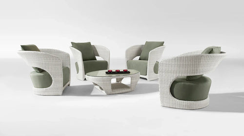 Virasat Outdoor Patio Seating Set 4 Single Seater and 1 Table Set (White + Green)-VIRASAT FURNITURE & FURNISHING