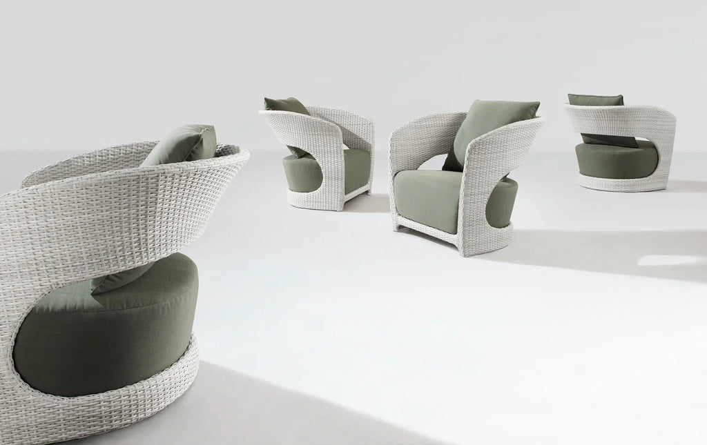 Virasat Outdoor Patio Seating Set 4 Single Seater and 1 Table Set (White + Green)-VIRASAT FURNITURE & FURNISHING