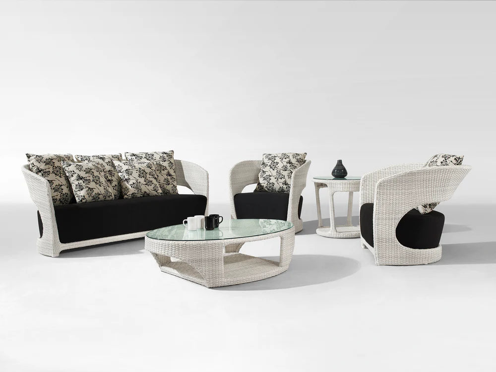 Virasat Outdoor Garden Balcony Sofa Set 2 Seater, 2 Single Seater 1 Center Table With Side Table Set (White)-VIRASAT FURNITURE & FURNISHING