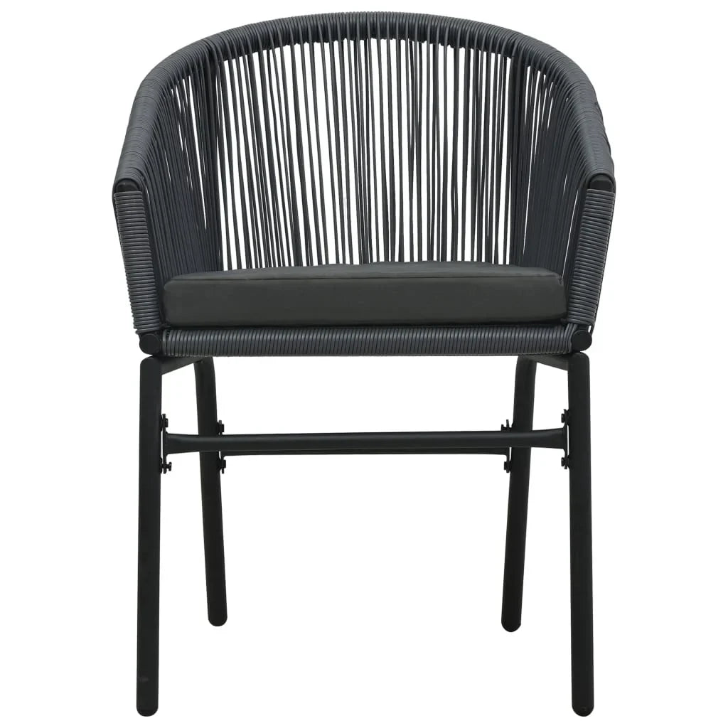 Virasat Outdoor Patio Seating Set 2 Chairs 1 Table Black-VIRASAT FURNITURE & FURNISHING