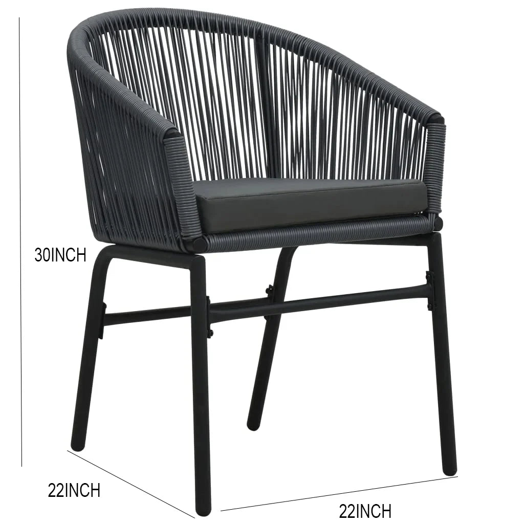 VIRASAT FURNITURE NITRA OUTDOOR PATIO SEATING SET 2 CHAIRS AND 1 TABLE SET (BLACK)