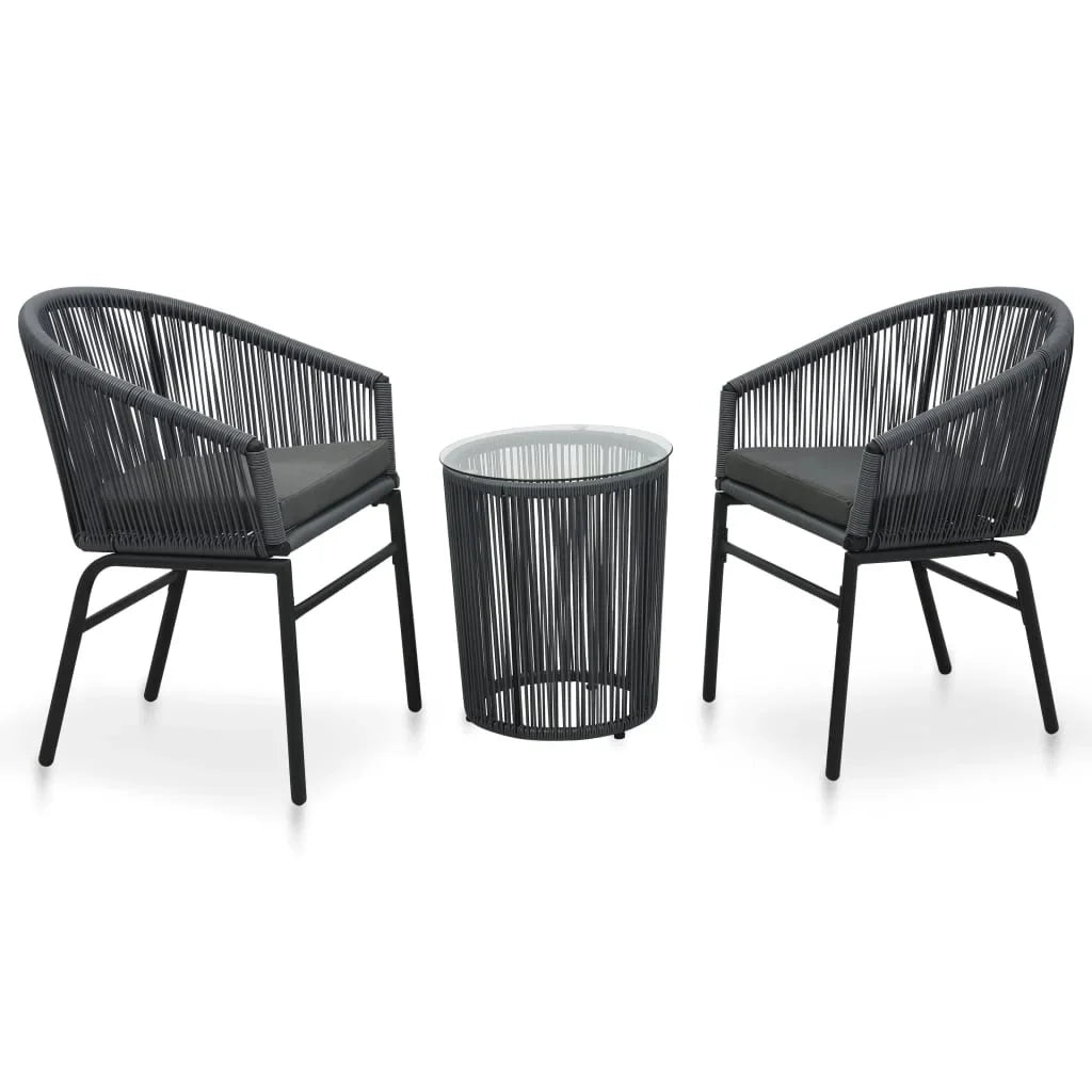 VIRASAT FURNITURE NITRA OUTDOOR PATIO SEATING SET 2 CHAIRS AND 1 TABLE SET (BLACK)