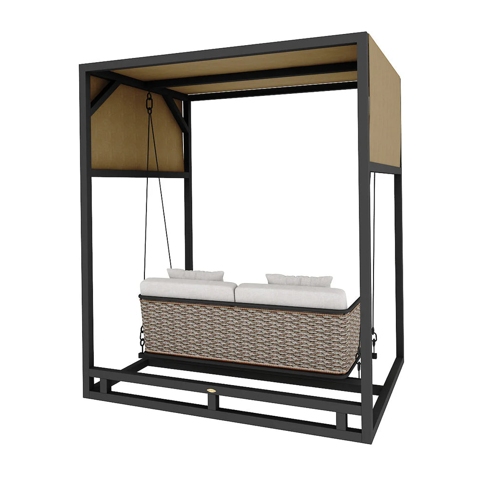 Virasat Double Seater Hanging Swing With Stand For Balcony, Garden Swing (Grey)-VIRASAT FURNITURE & FURNISHING