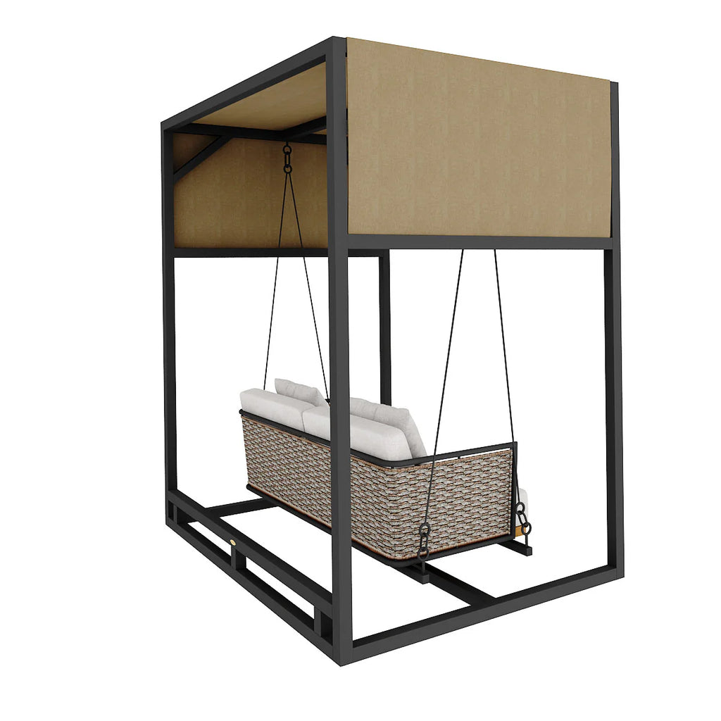 Virasat Double Seater Hanging Swing With Stand For Balcony, Garden Swing (Grey)-VIRASAT FURNITURE & FURNISHING