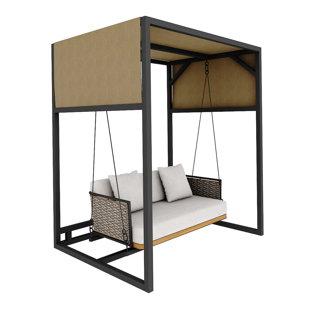 Virasat Double Seater Hanging Swing With Stand For Balcony, Garden Swing (Grey)-VIRASAT FURNITURE & FURNISHING
