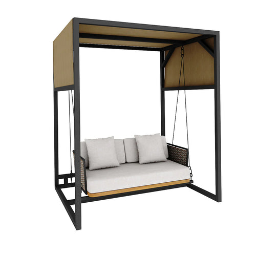 Virasat Double Seater Hanging Swing With Stand For Balcony, Garden Swing (Grey)-VIRASAT FURNITURE & FURNISHING