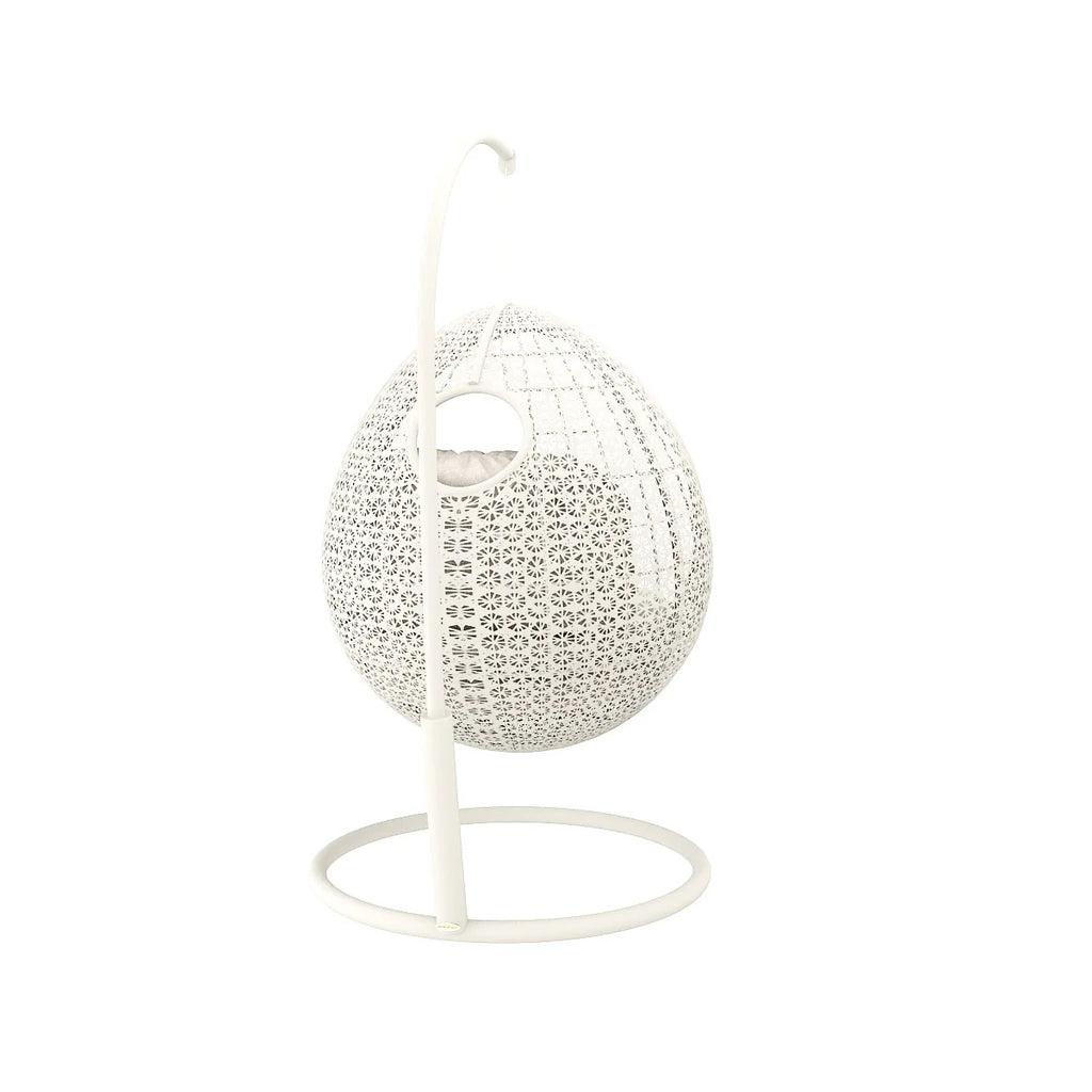 Virasat Single Seater Hanging Swing With Stand For Balcony, Garden Swing (White)-VIRASAT FURNITURE & FURNISHING