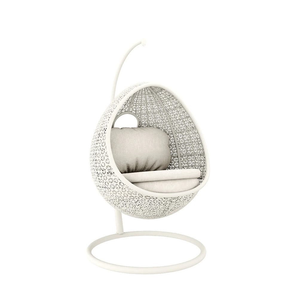 Virasat Single Seater Hanging Swing With Stand For Balcony, Garden Swing (White)-VIRASAT FURNITURE & FURNISHING