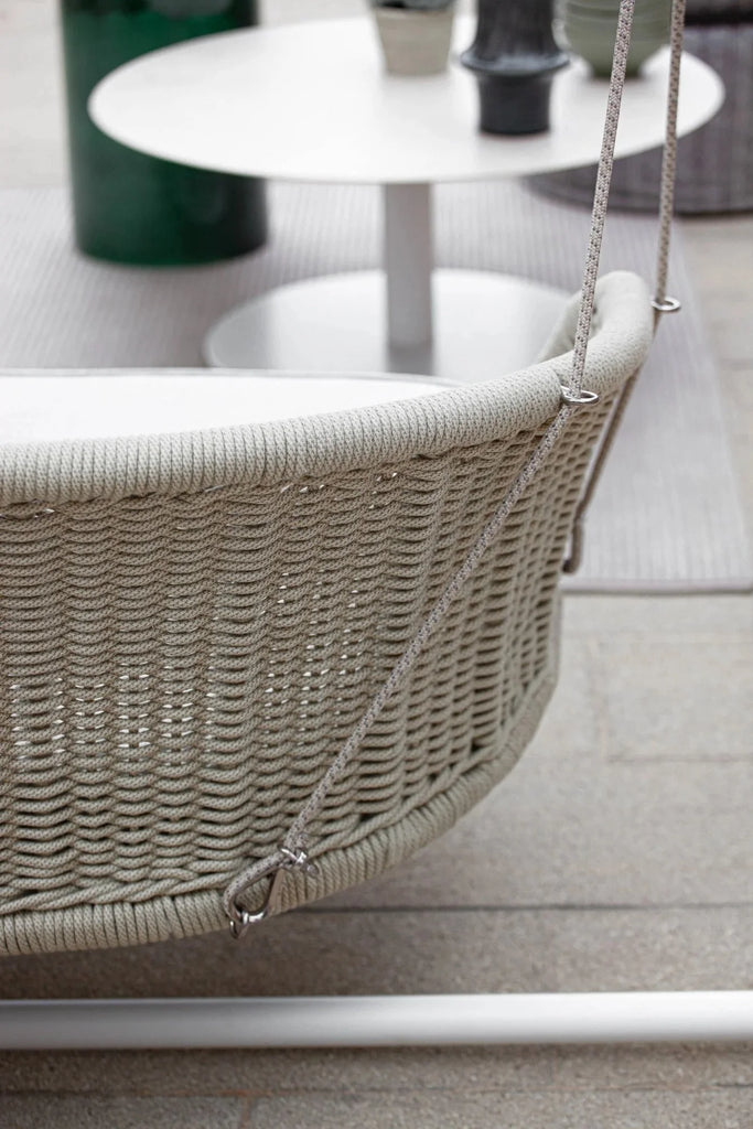 Virasat Single Seater Hanging Swing Without Stand For Balcony, Garden Swing (Cream) Braided & Rope-VIRASAT FURNITURE & FURNISHING