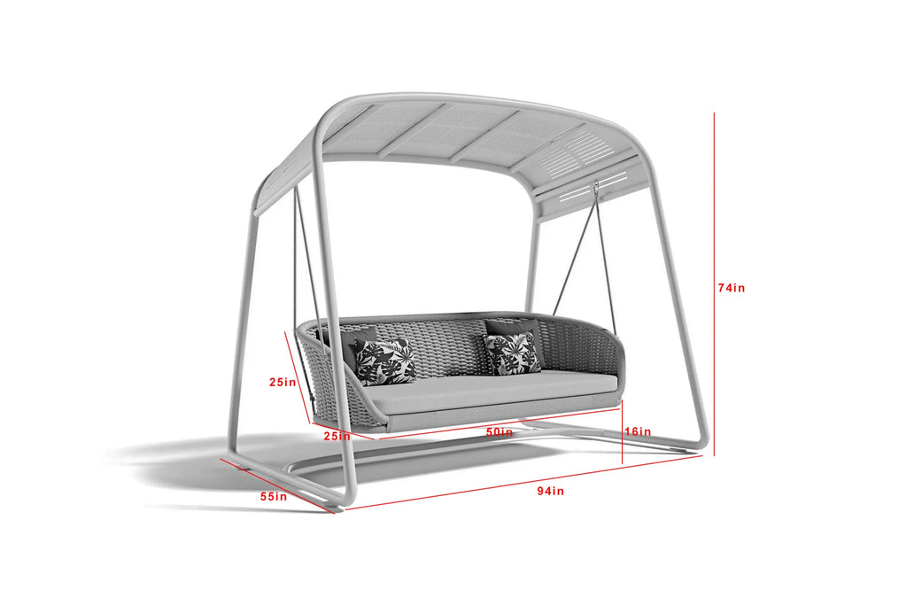 Virasat Double Seater Hanging Swing With Stand For Balcony, Garden Swing (Dark Grey)-VIRASAT FURNITURE & FURNISHING