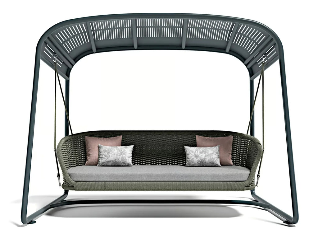 Virasat Double Seater Hanging Swing With Stand For Balcony, Garden Swing (Dark Grey)-VIRASAT FURNITURE & FURNISHING