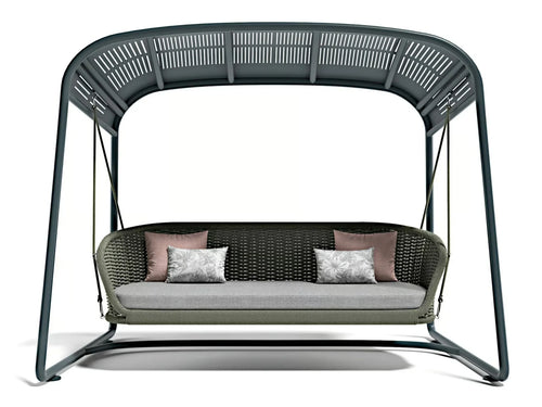 Virasat Double Seater Hanging Swing With Stand For Balcony, Garden Swing (Dark Grey)-VIRASAT FURNITURE & FURNISHING