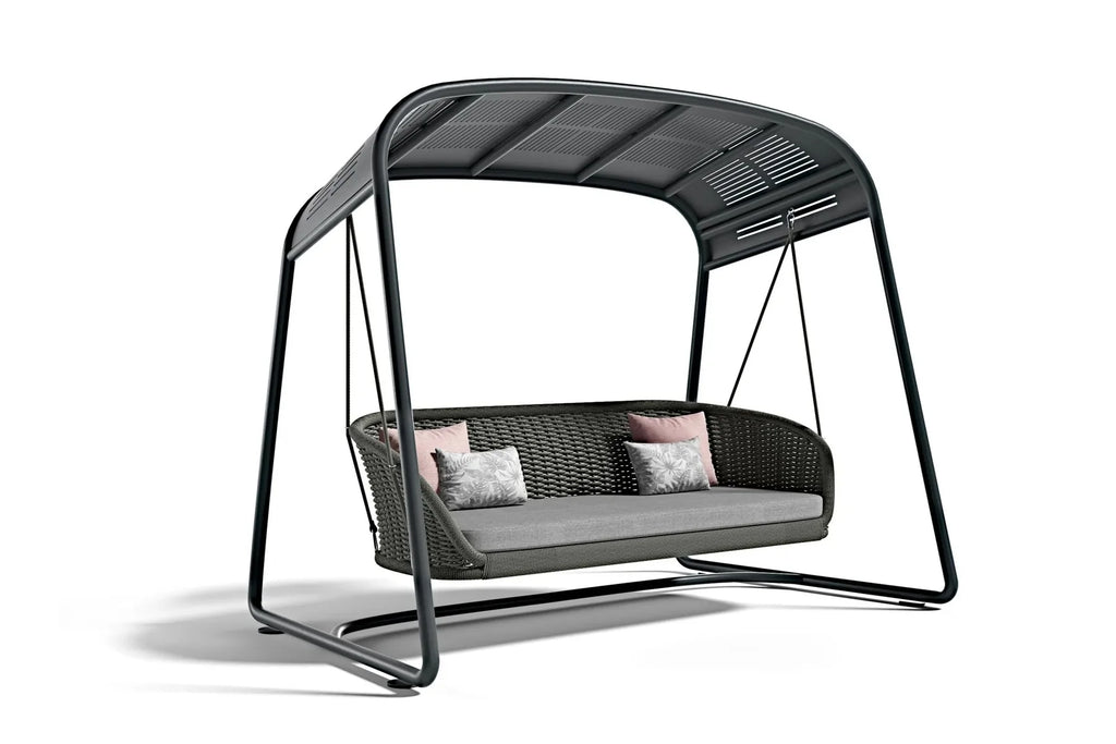 Virasat Double Seater Hanging Swing With Stand For Balcony, Garden Swing (Dark Grey)-VIRASAT FURNITURE & FURNISHING