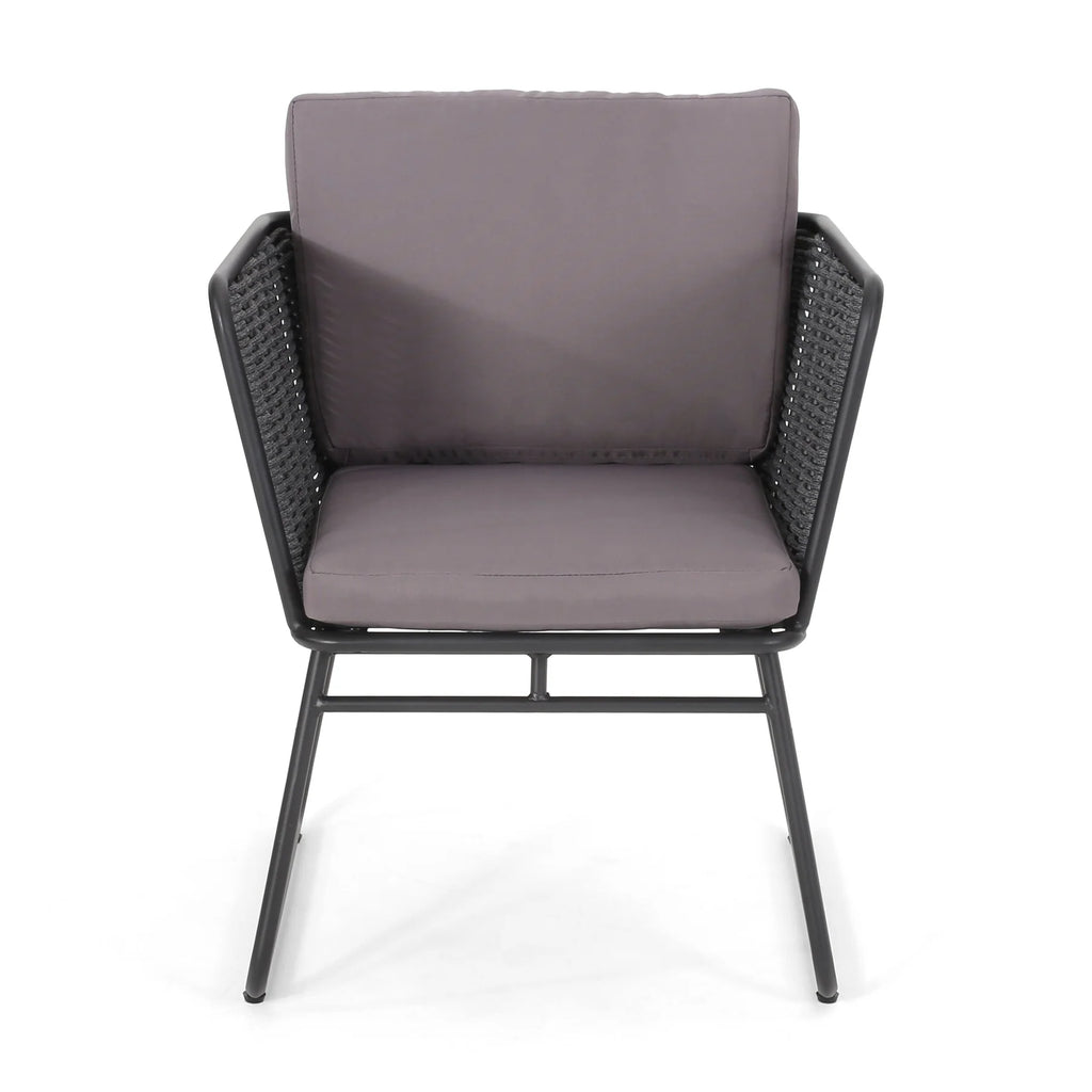 Virasat Outdoor Patio Seating Set 2 Chairs and 1 Table Set (Grey) Braided & Rope-VIRASAT FURNITURE & FURNISHING