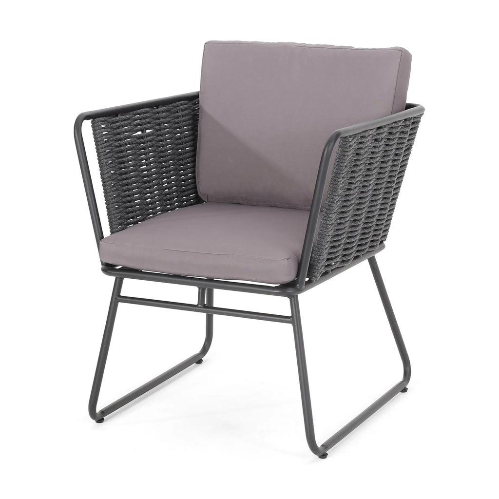 Virasat Outdoor Patio Seating Set 2 Chairs and 1 Table Set (Grey) Braided & Rope-VIRASAT FURNITURE & FURNISHING