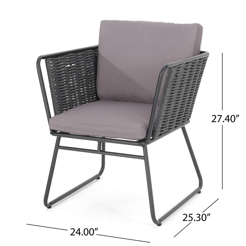 Virasat Outdoor Patio Seating Set 2 Chairs and 1 Table Set (Grey) Braided & Rope-VIRASAT FURNITURE & FURNISHING