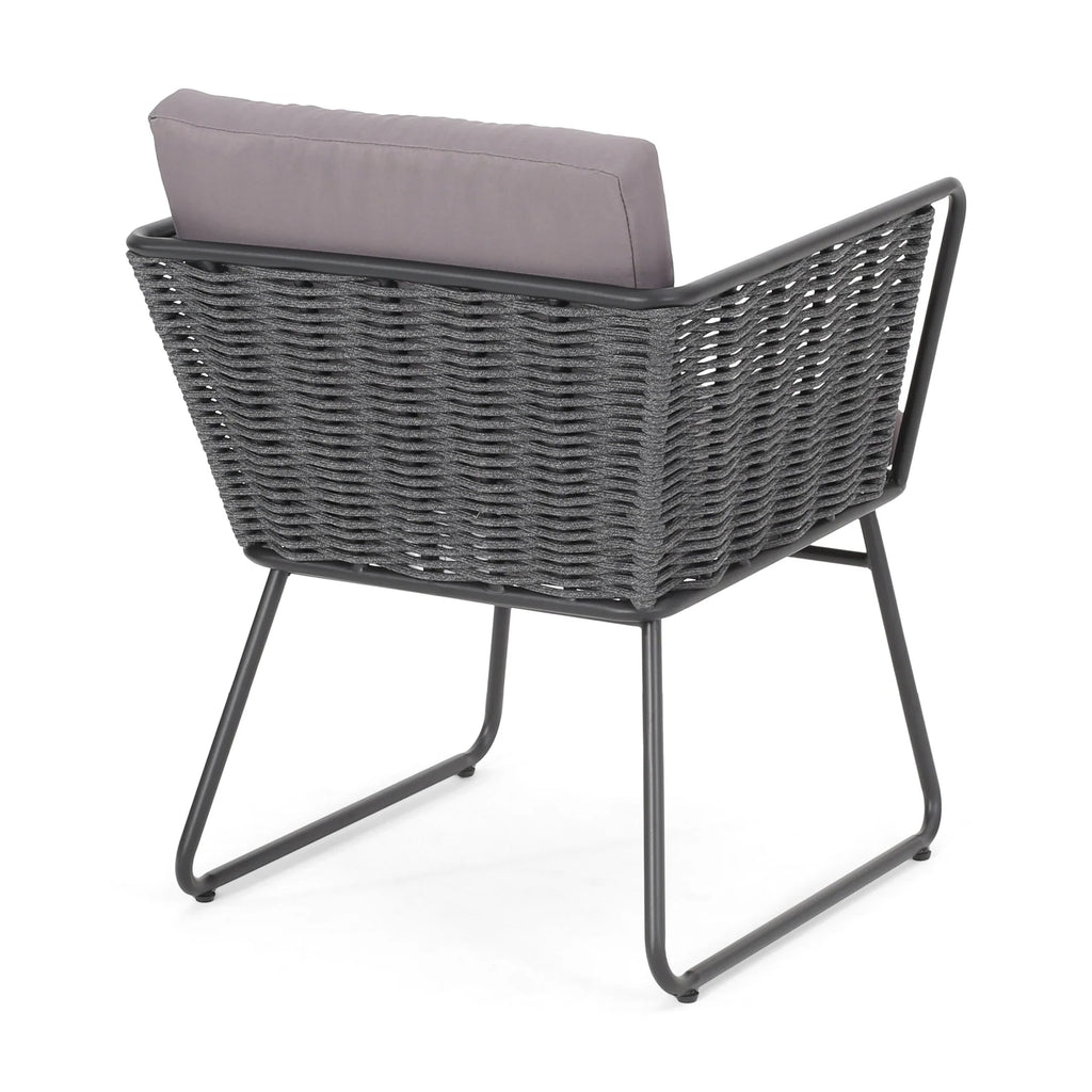 Virasat Outdoor Patio Seating Set 2 Chairs and 1 Table Set (Grey) Braided & Rope-VIRASAT FURNITURE & FURNISHING