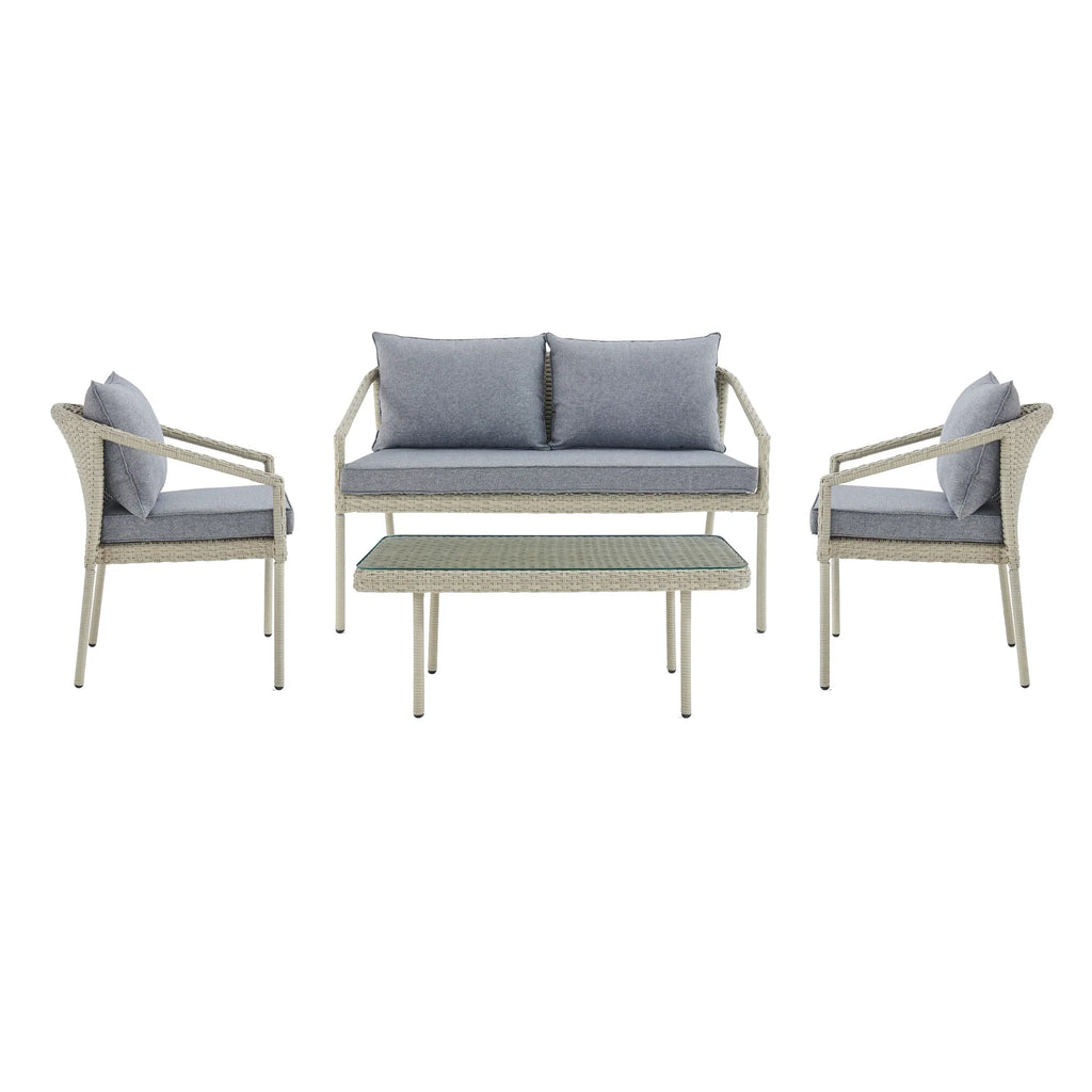Virasat Outdoor Garden Balcony Sofa Set 2 Seater, 2 Single Seater and 1 Center Table Set (Cream)-VIRASAT FURNITURE & FURNISHING