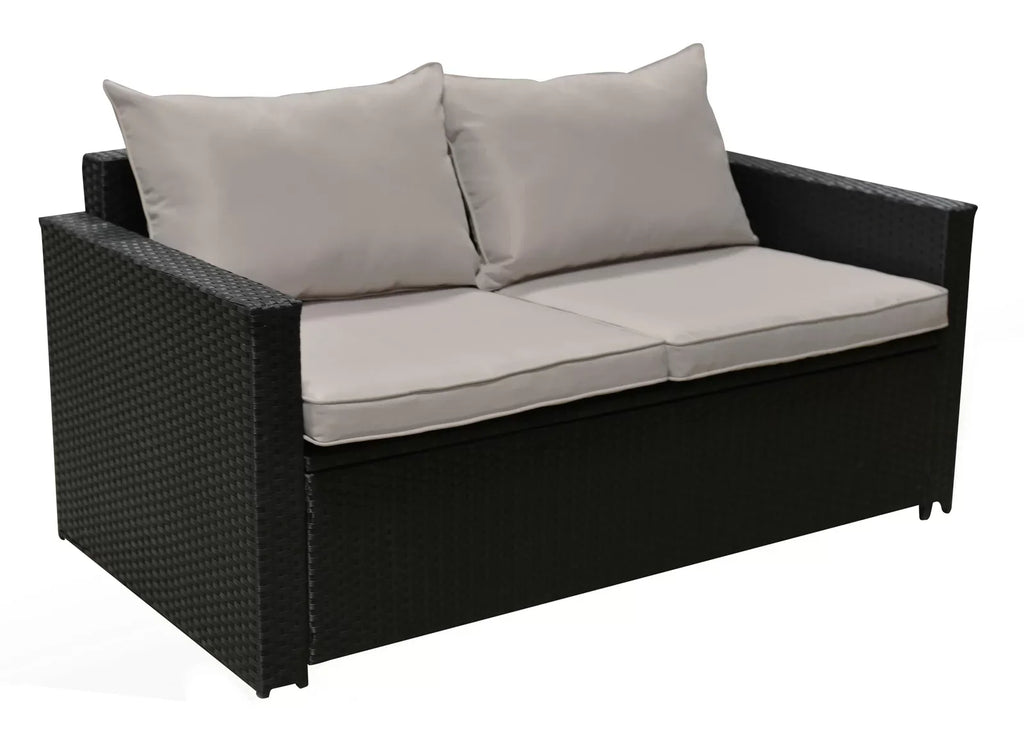 Virasat Outdoor Sofa Set 2 Seater and 1 Center Table (Black + Beige)-VIRASAT FURNITURE & FURNISHING