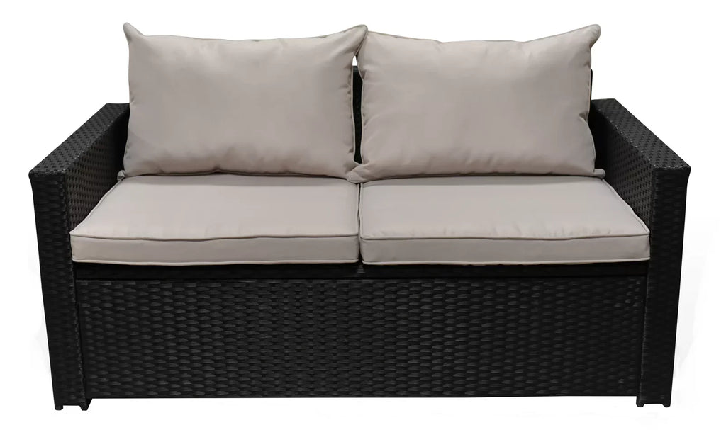 Virasat Outdoor Sofa Set 2 Seater and 1 Center Table (Black + Beige)-VIRASAT FURNITURE & FURNISHING