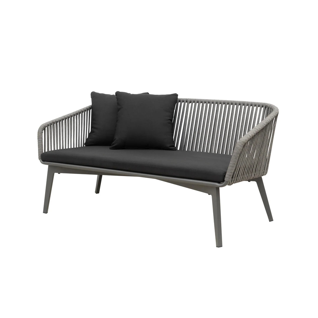 Virasat Roxy Outdoor Garden Balcony Sofa Set 2 Seater, 2 Single seater and 1 Center Table Set, Braid & Rope (Dark Grey)