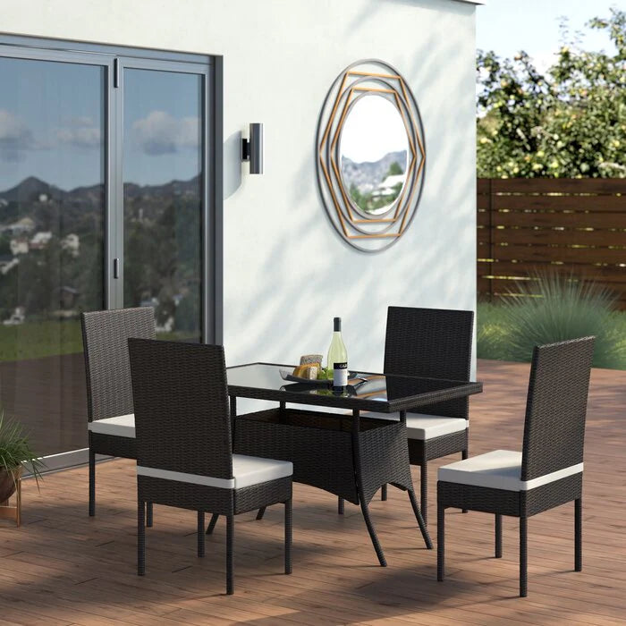 Virasat Outdoor Patio Dining Set 4 Chairs and 1 Table (Dark Brown)