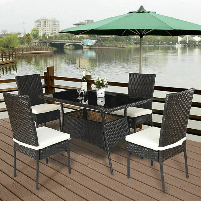 Virasat Outdoor Patio Dining Set 4 Chairs and 1 Table (Dark Brown)