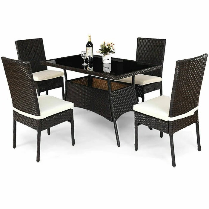 Virasat Outdoor Patio Dining Set 4 Chairs and 1 Table (Dark Brown)