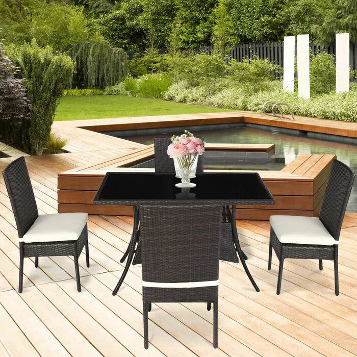 Virasat Outdoor Patio Dining Set 4 Chairs and 1 Table (Dark Brown)