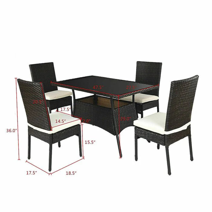 Virasat Outdoor Patio Dining Set 4 Chairs and 1 Table (Dark Brown)