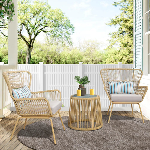 Virasat Outdoor Patio Seating Set 2 Chairs and 1 Table Set (Khaki)-VIRASAT FURNITURE & FURNISHING