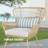 VIRASAT FURNITURE ROW OUTDOOR PATIO SEATING SET 2 CHAIRS AND 1 TABLE SET (KHAKI)