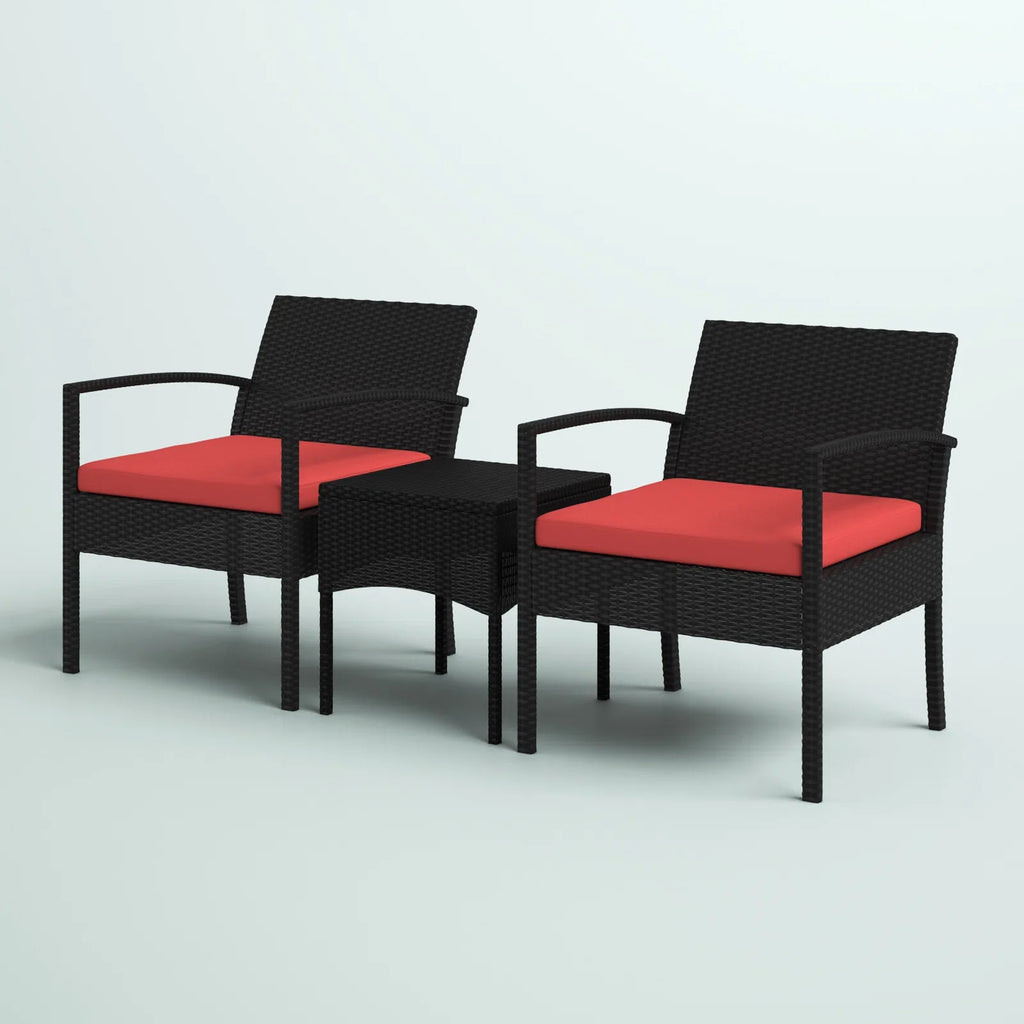 Virasat Outdoor Patio Seating Set 2 Chairs and 1 Table Set (Brown + Red)-VIRASAT FURNITURE & FURNISHING
