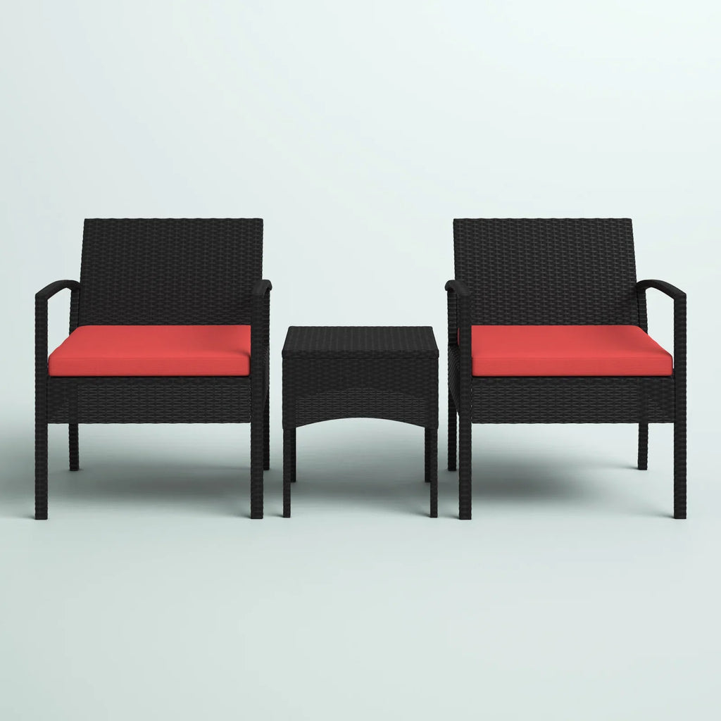 Virasat Outdoor Patio Seating Set 2 Chairs and 1 Table Set (Brown + Red)-VIRASAT FURNITURE & FURNISHING