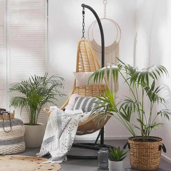 VIRASAT FURNITURE LEONZIO SINGLE SEATER HANGING SWING WITH STAND FOR BALCONY & GARDEN SWING (GOLD)