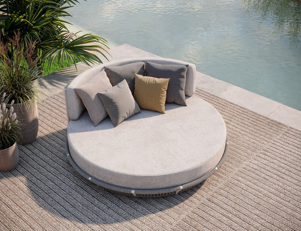 Virasat Outdoor Poolside Sunbed With Cushion Daybed (Grey) Braided & Rope-VIRASAT FURNITURE & FURNISHING