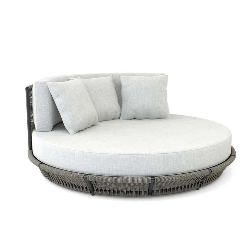 Virasat Outdoor Poolside Sunbed With Cushion Daybed (Grey) Braided & Rope-VIRASAT FURNITURE & FURNISHING