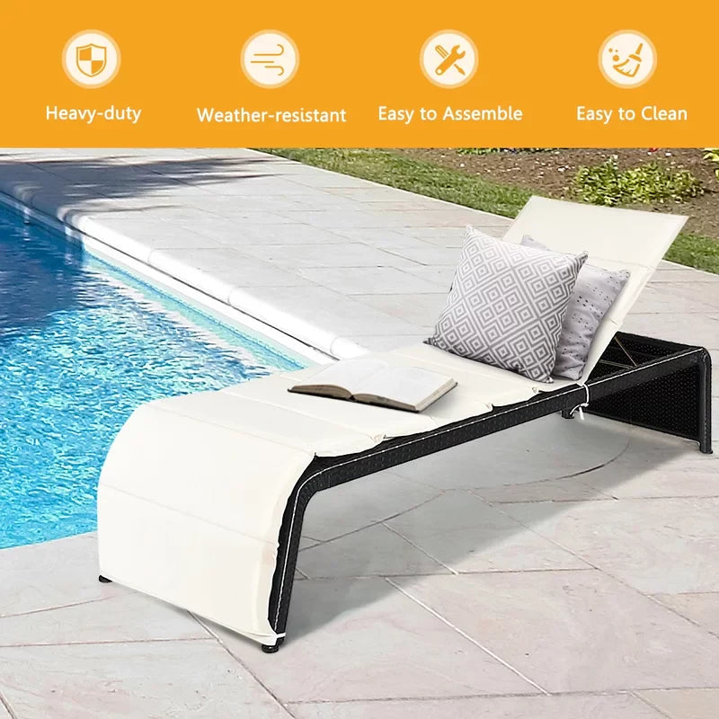 Virasat Outdoor Swimming Poolside Lounger Black-VIRASAT FURNITURE & FURNISHING
