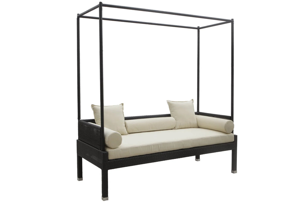 Virasat Outdoor Poolside Sunbed With Cushion Daybed (Black)-VIRASAT FURNITURE & FURNISHING