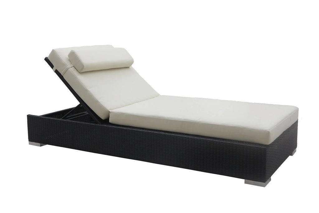 Virasat Outdoor Swimming Poolside Lounger With 1 Side Table Black Grey-VIRASAT FURNITURE & FURNISHING