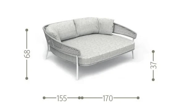 Virasat Outdoor Poolside Sunbed With Cushion Daybed (Grey) Braided & Rope-VIRASAT FURNITURE & FURNISHING