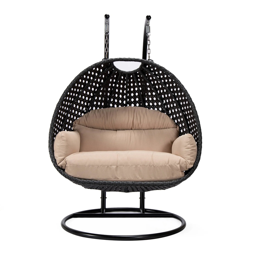 Virasat Double Seater Hanging Swing With Stand For Balcony, Garden Swing (Dark Grey)-VIRASAT FURNITURE & FURNISHING