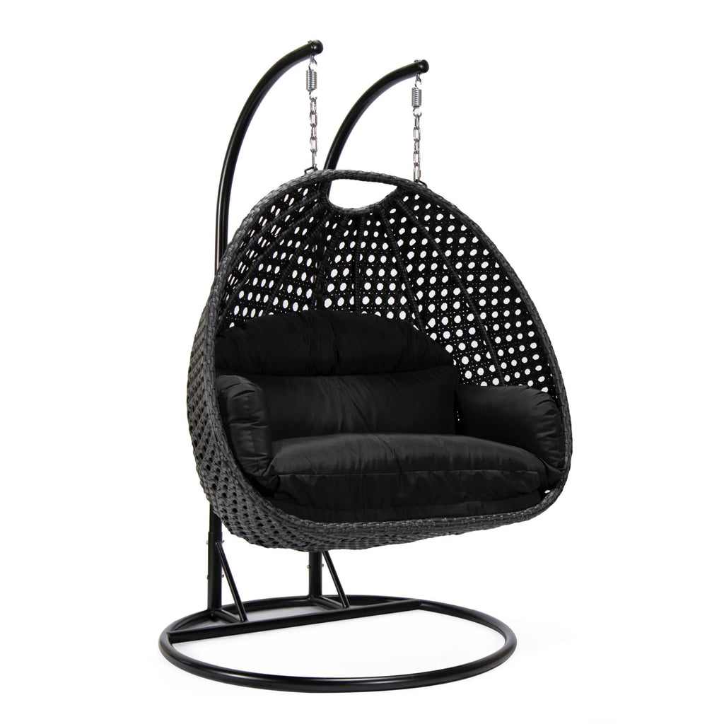 Virasat Double Seater Hanging Swing With Stand For Balcony, Garden Swing (Dark Grey)-VIRASAT FURNITURE & FURNISHING