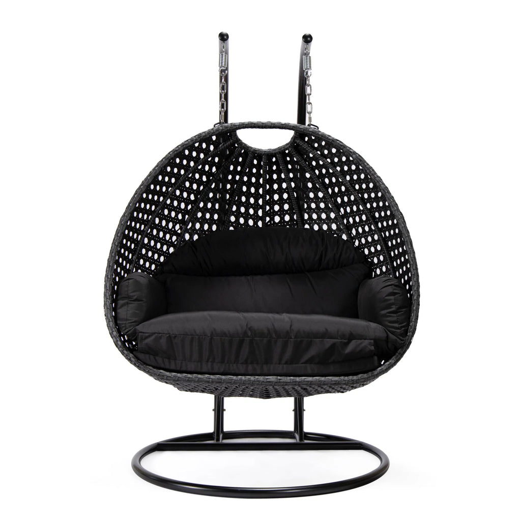 Virasat Double Seater Hanging Swing With Stand For Balcony, Garden Swing (Dark Grey)-VIRASAT FURNITURE & FURNISHING