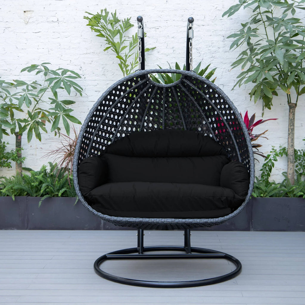 Virasat Double Seater Hanging Swing With Stand For Balcony, Garden Swing (Dark Grey)-VIRASAT FURNITURE & FURNISHING