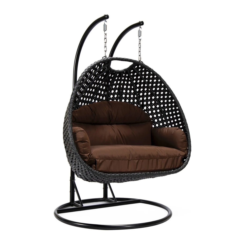 Virasat Double Seater Hanging Swing With Stand For Balcony, Garden Swing (Dark Grey)-VIRASAT FURNITURE & FURNISHING
