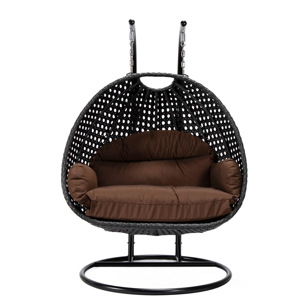 Virasat Double Seater Hanging Swing With Stand For Balcony, Garden Swing (Dark Grey)-VIRASAT FURNITURE & FURNISHING