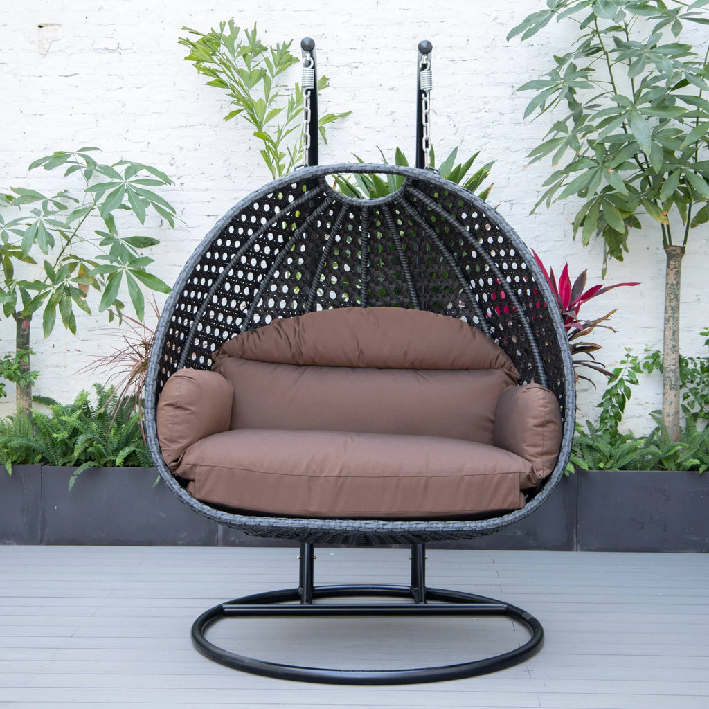 Virasat Double Seater Hanging Swing With Stand For Balcony, Garden Swing (Dark Grey)-VIRASAT FURNITURE & FURNISHING