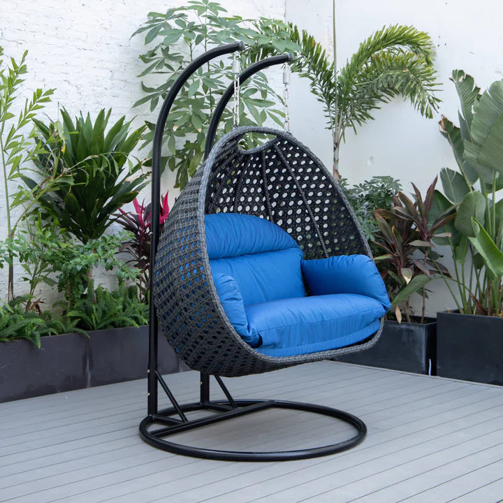 Virasat Double Seater Hanging Swing With Stand For Balcony, Garden Swing (Dark Grey)-VIRASAT FURNITURE & FURNISHING